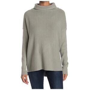 Devotion by Cyrus Women's Cowl Neck Ribbed Tunic Sweater in Putty Grey XLarge